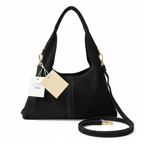 Sac MALORIE SUÈDE Noir fond blanc